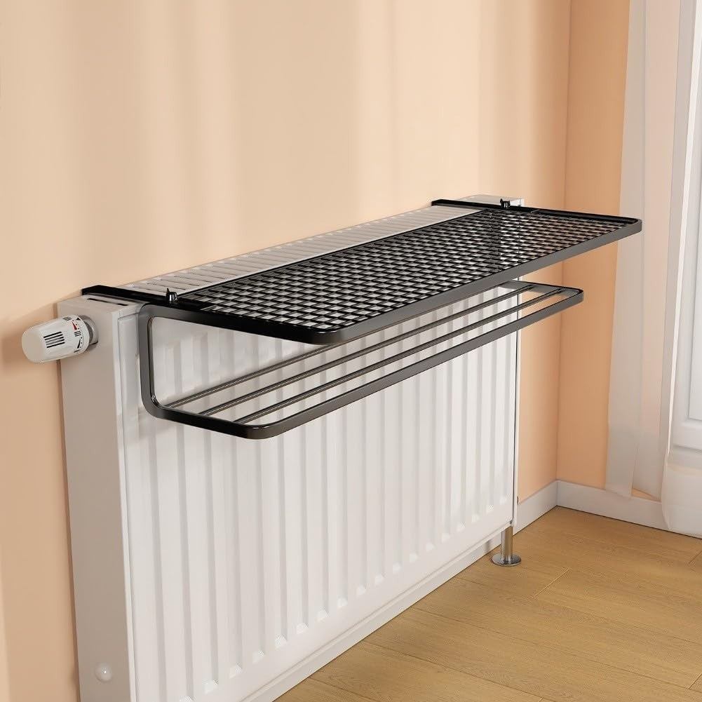 Adjustable Dual Layer Radiator Clothes & Shoe Drying Rack 35cm Black