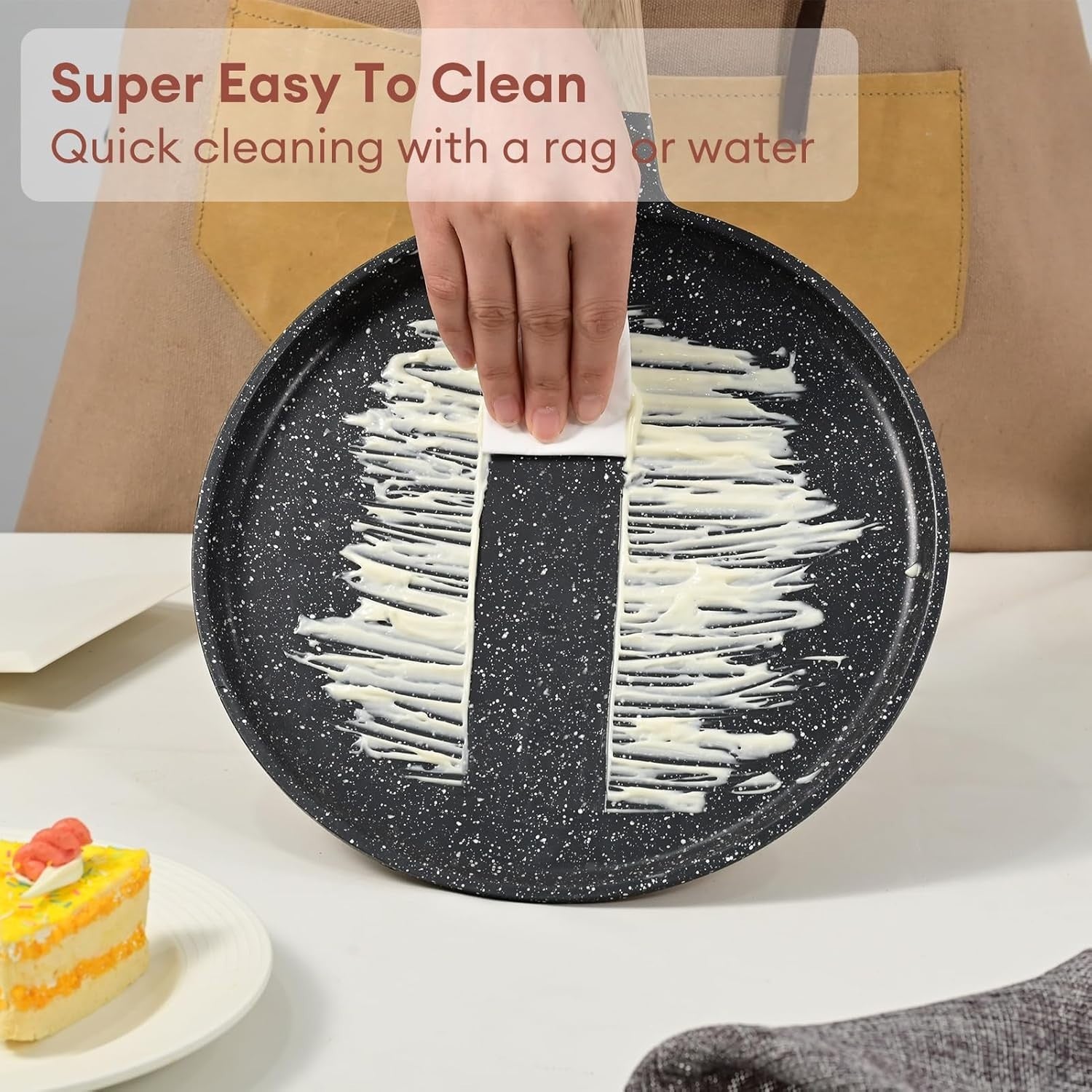 Non-Stick 28cm Pancake Pan | Granite Crepe Skillet Induction Safe Grey