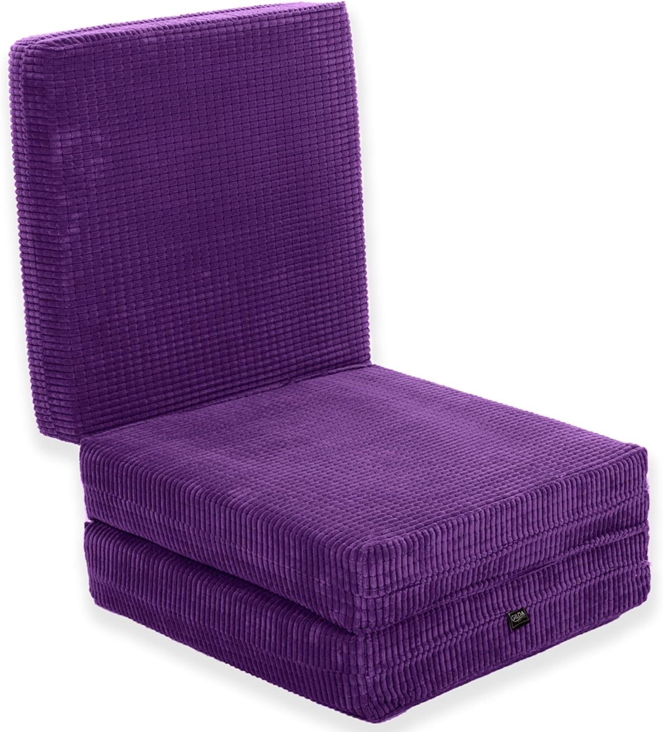 Z Bed Chair Futon Mattress Purple Fold Out Single Sofa Bed Footstool Seat