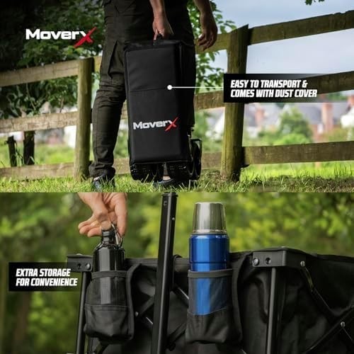 200L Folding Wagon Trolley All-Terrain Wheels Adjustable Handle Camping Cart