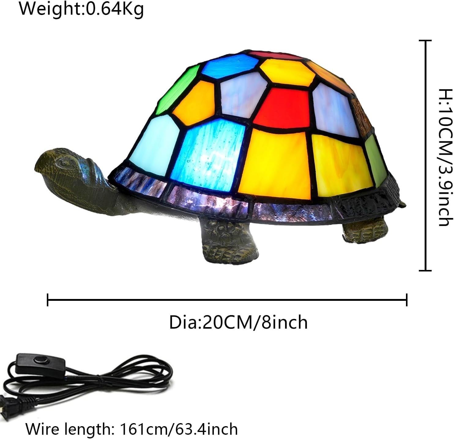 Stained Glass Turtle Lamp Night Light | Kids Room Decor | Table & Desk Lamp