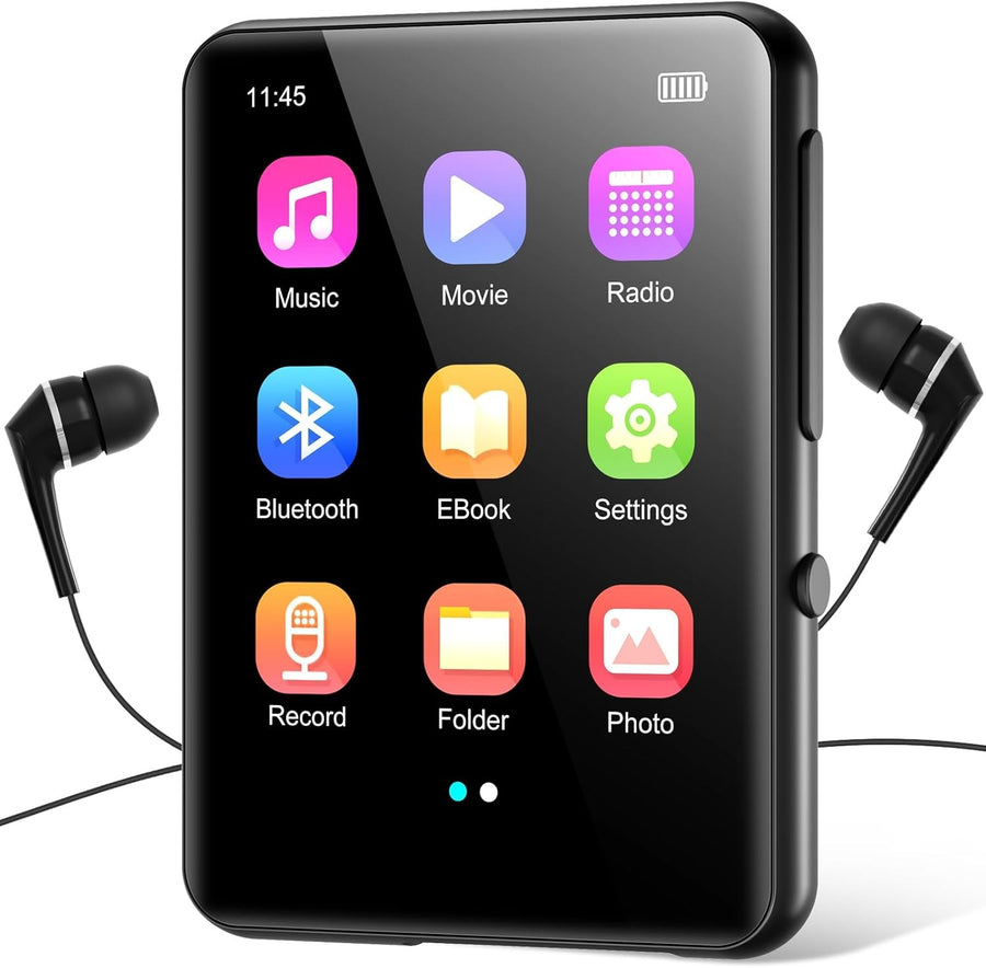64GB MP3 Player Bluetooth 5.3 Touch Screen Speaker FM 128GB