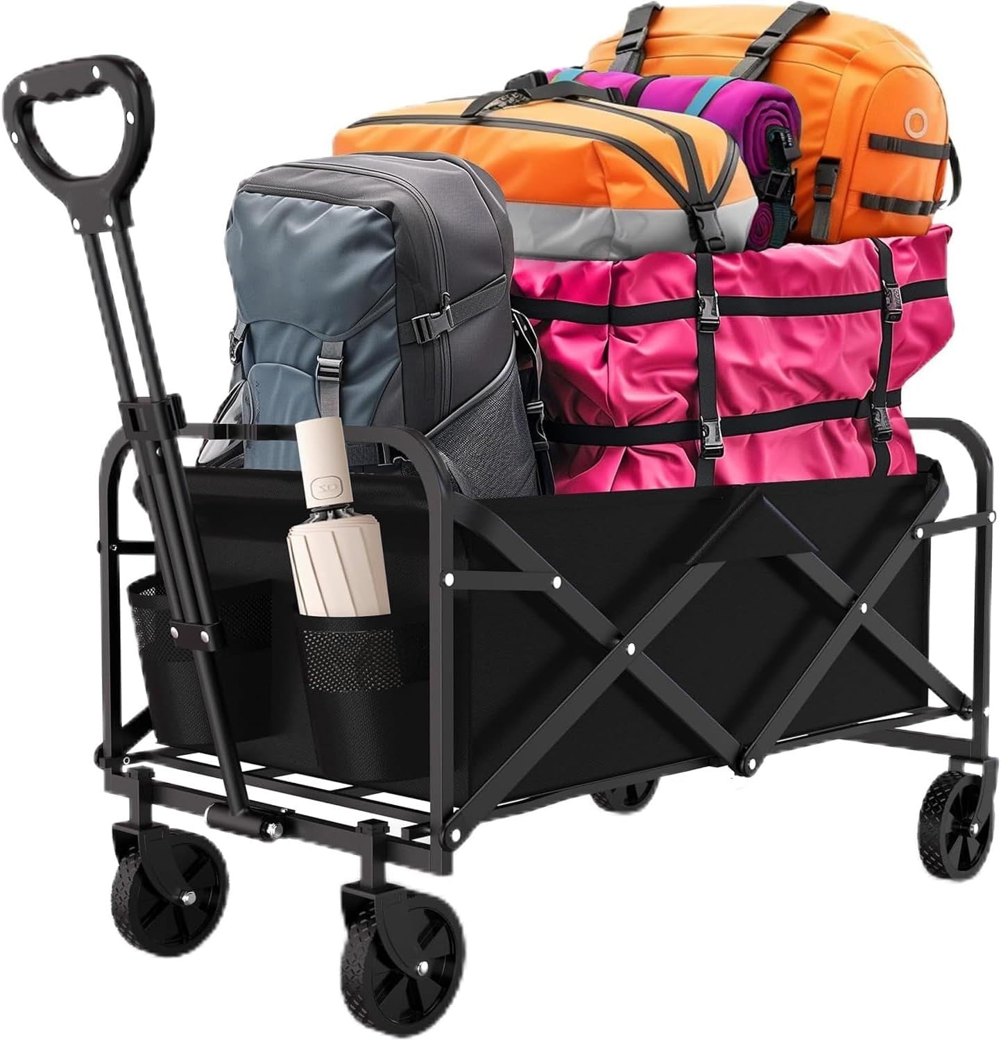 70L Folding Trolley Cart – Portable Camping, Beach, Garden Wagon