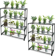 4-Tier Garden Plant Shelving Rack Metal Storage Stand Indoor Outdoor
