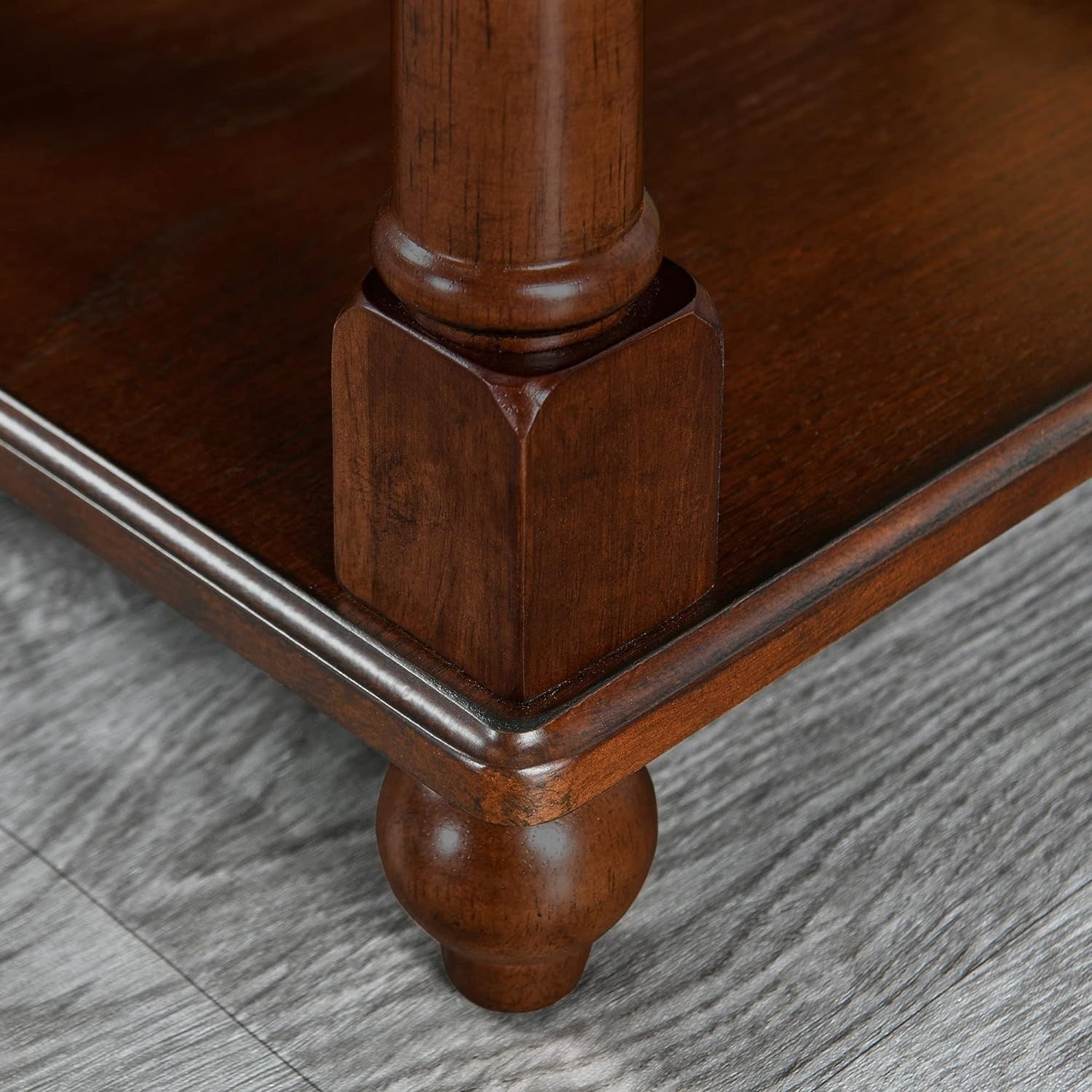 Solid Wood Narrow End Table with Drawer & Shelf – Dark Walnut Side Table