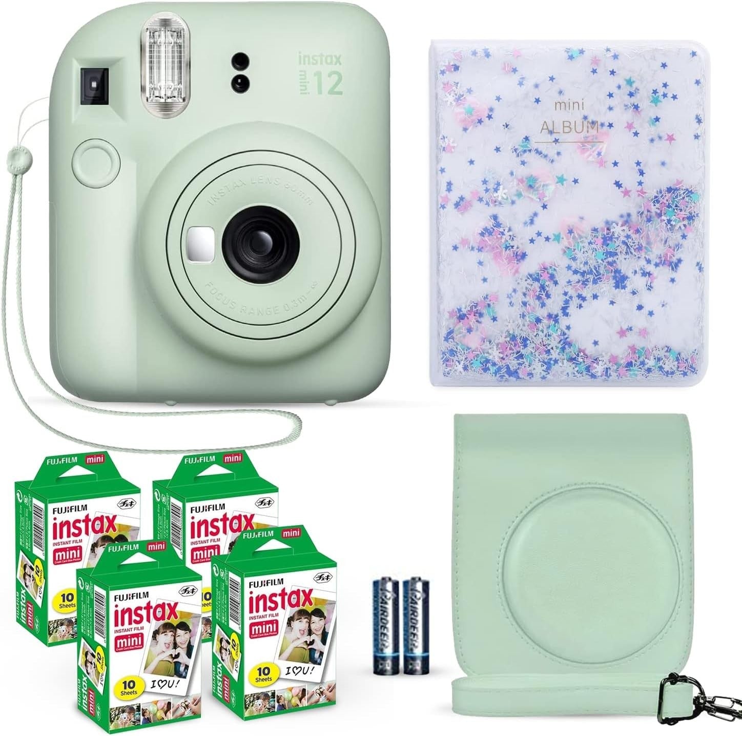 Instant Camera Bundle Mint Green 40 Film Case Album Accessories Set
