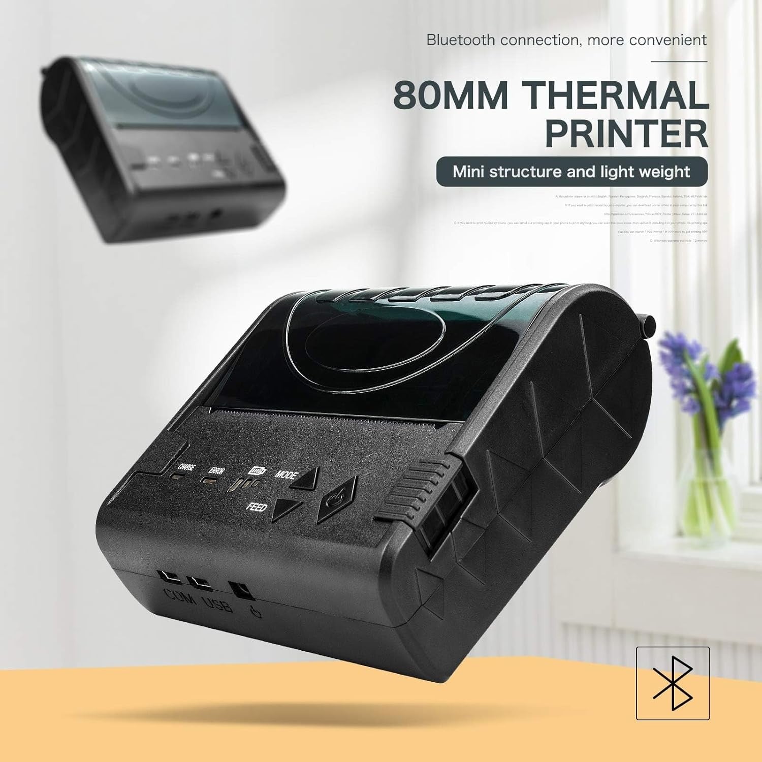 80 mm Bluetooth Wireless Thermal Receipt Printer Portable USB POS Printer