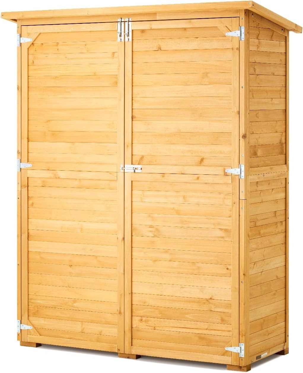 Wooden Outdoor Storage Shed 55"x67.5" Lockable Tool Cabinet Waterproof