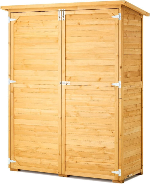 Wooden Outdoor Storage Shed 55"x67.5" Lockable Tool Cabinet Waterproof