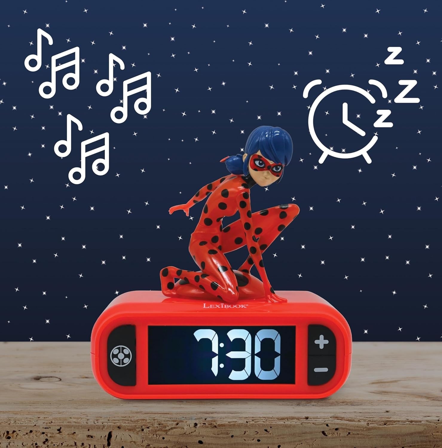 Kids Superhero Alarm Clock Night Light LED Display Snooze Bedroom