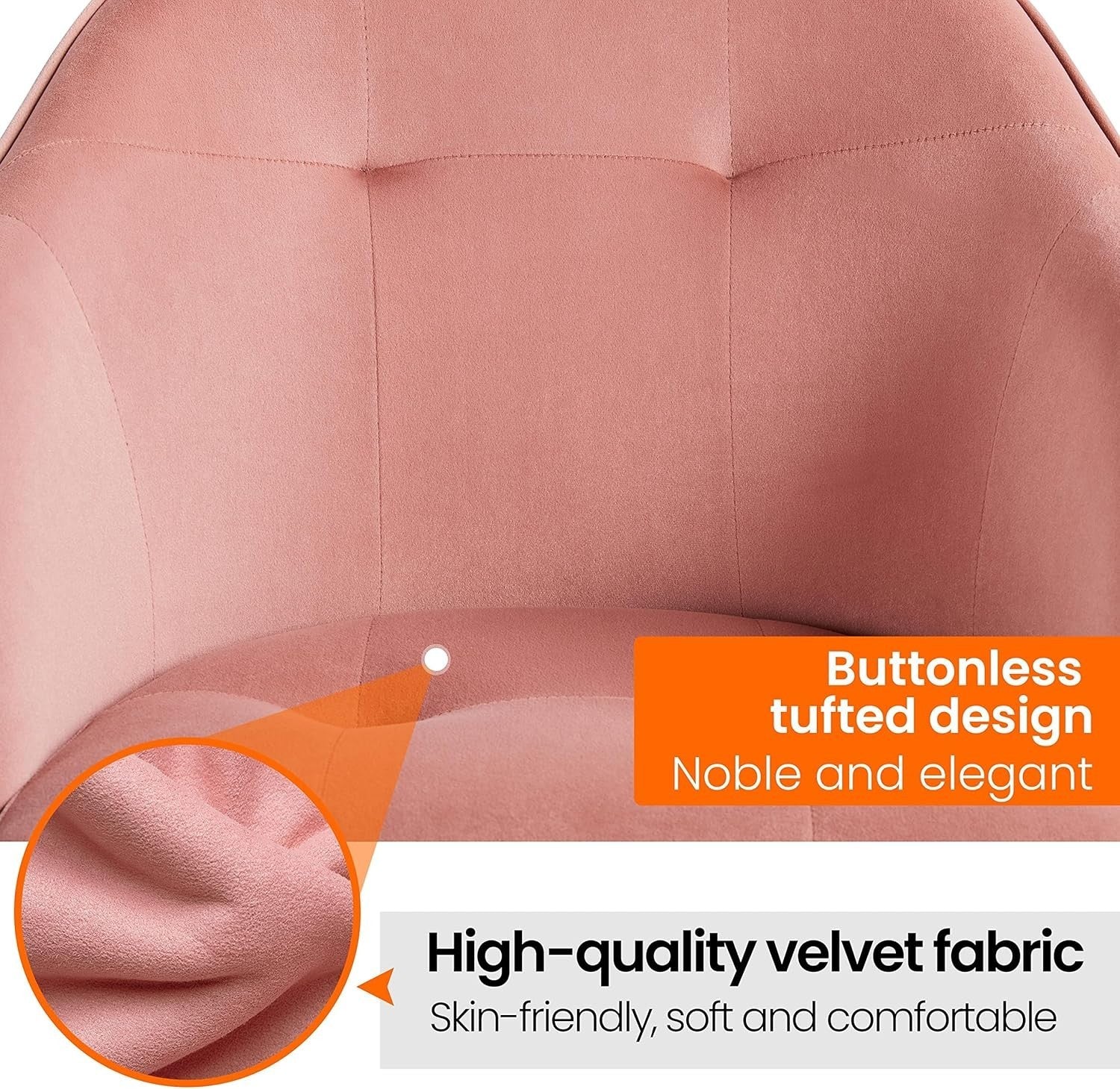 Pink Velvet Desk Chair Home Office Swivel Adjustable Height Back Support
