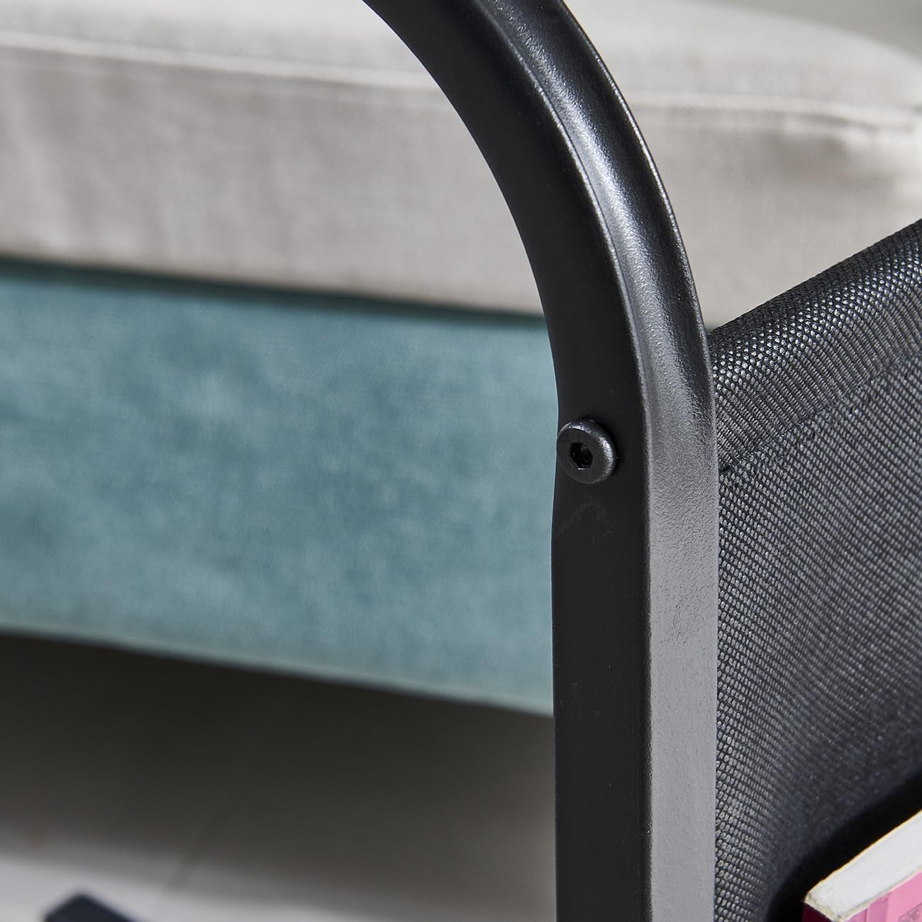 Black Modern Side Table with 2-Tier Storage Shelf – Slim Sofa End Table on Wheel