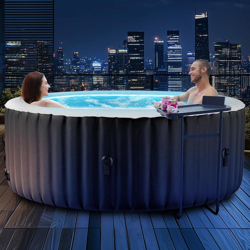Inflatable Hot Tub Spa Heated LED Light Portable 2–4 Person Outdoor
