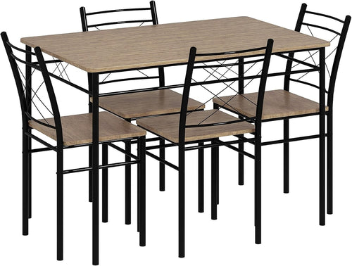 Compact Oak Dining Table & 4 Chairs Set – Space Saving, Modern Steel Frame