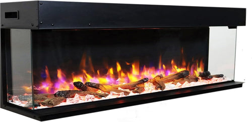 78" 3D Wall Mounted Electric Fireplace LED Log Flame Heater Inset Glass