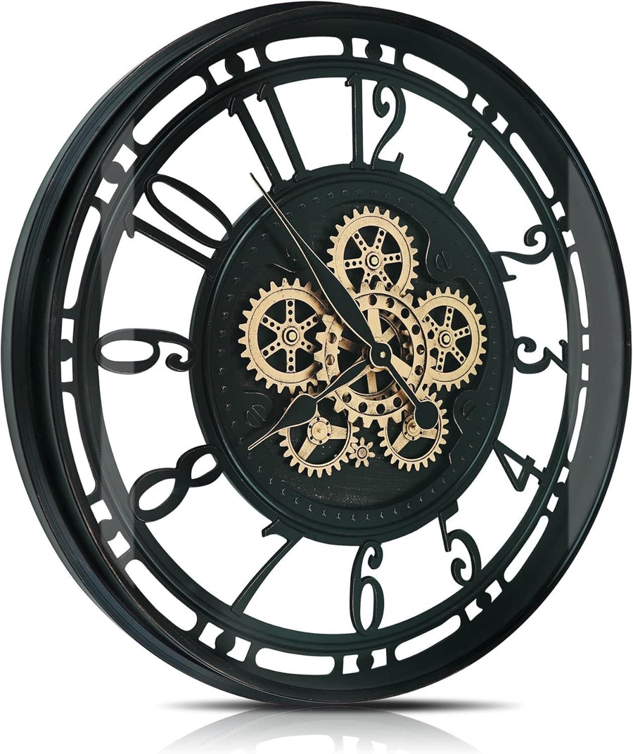 Large Steampunk Wall Clock Metal Gears 53cm Vintage Rustic Decor