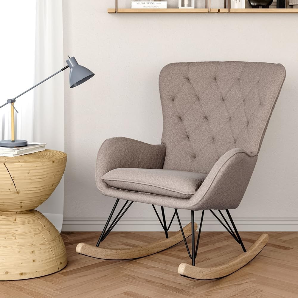High Back Rocking Chair with Soft Cushion, Stylish Design & Easy Relaxation