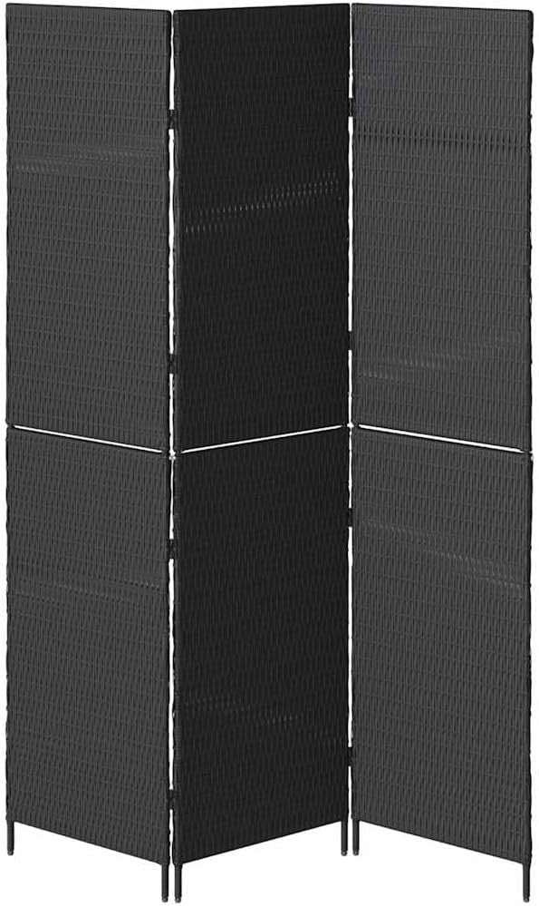 Black Poly Rattan Room Divider 5-Panel Folding Privacy Screen 146x180cm Indoor O