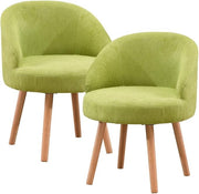 Set of 2 Green Accent Tub Chairs Small Lounge Sofa Upholstered Fabric