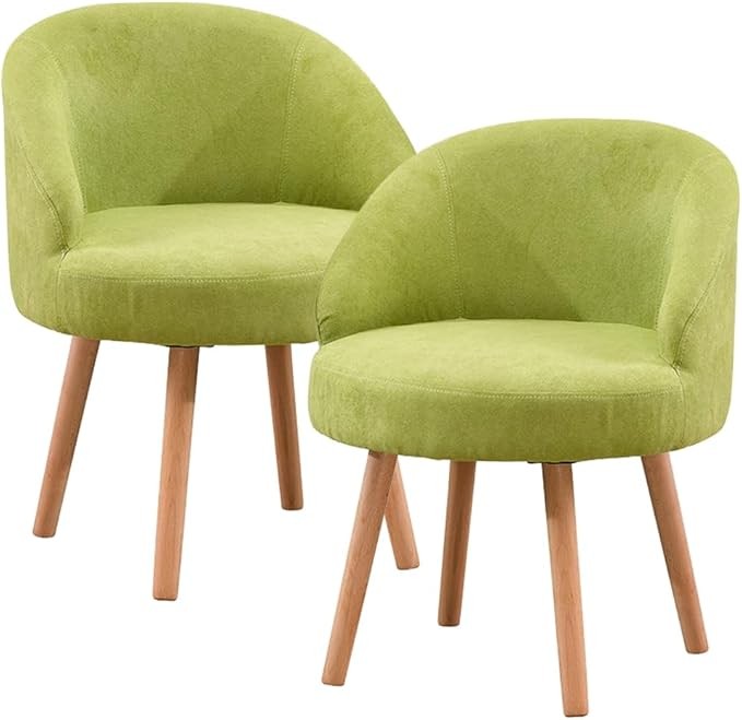 Set of 2 Green Accent Tub Chairs Small Lounge Sofa Upholstered Fabric