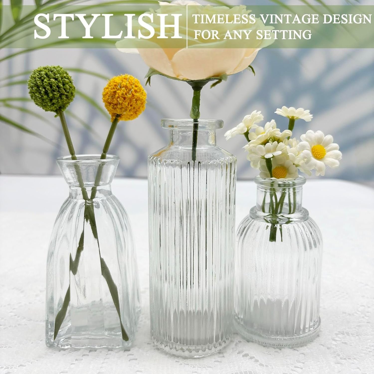 30 Glass Bud Vase Set Mini Clear Vases Wedding Table Decor Bulk Pack