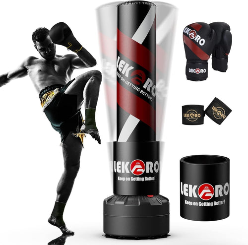 Standing Boxing Punch Bag With Gloves Heavy Duty MMA Kick Training