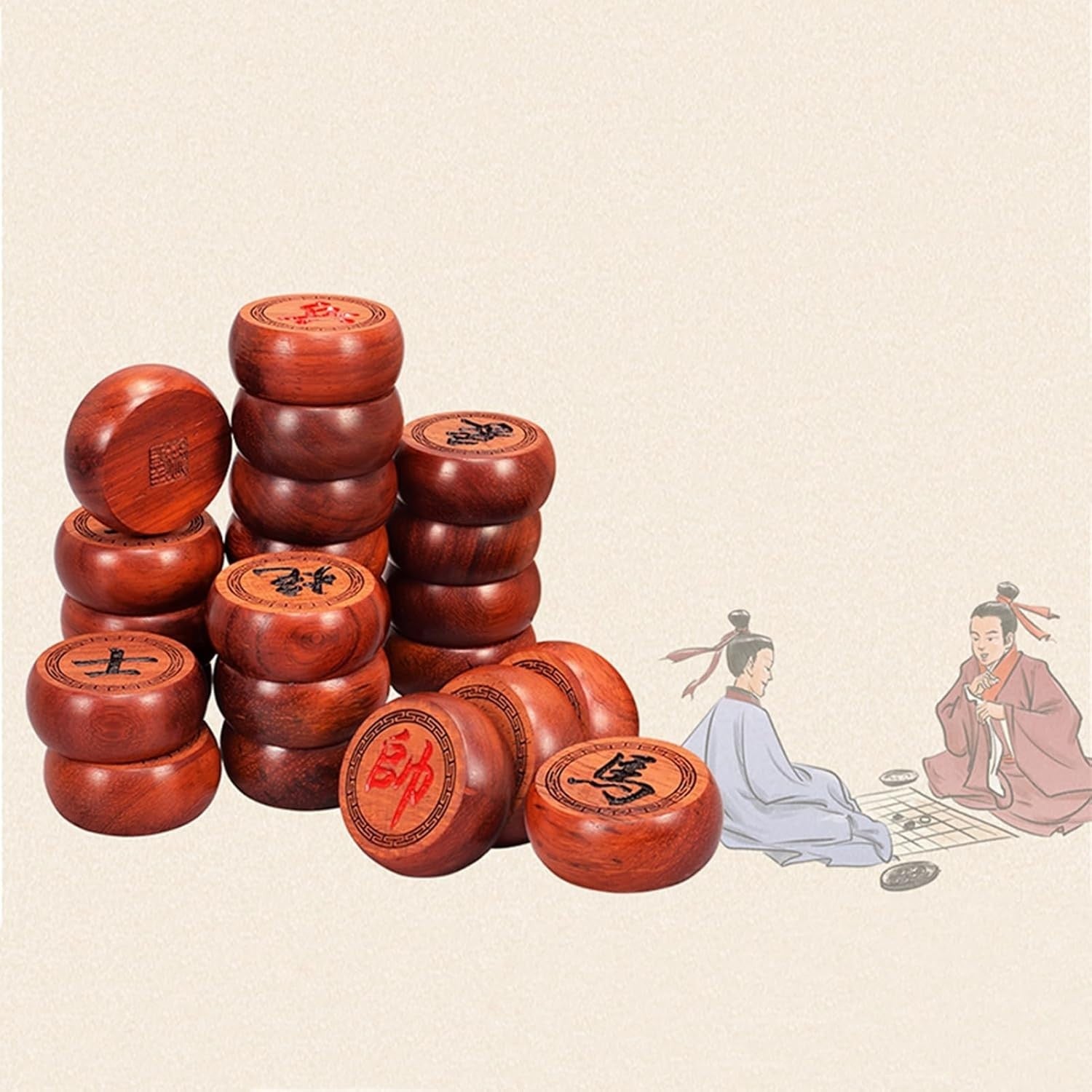 Rosewood Xiangqi Travel Chess Set Foldable Board 2 Player Strategy