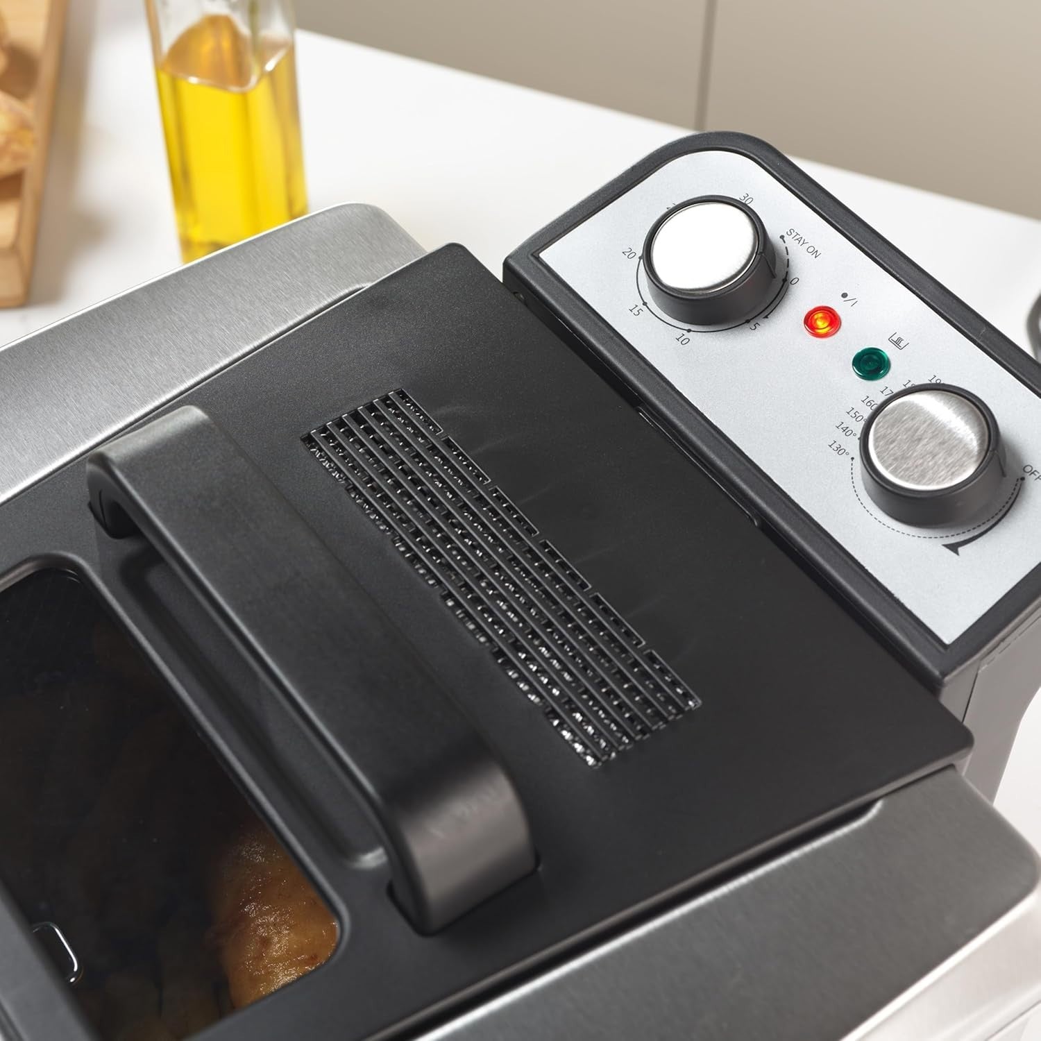 5L Deep Fat Fryer 3000W Dual Baskets Timer Adjustable Temp Viewing Window