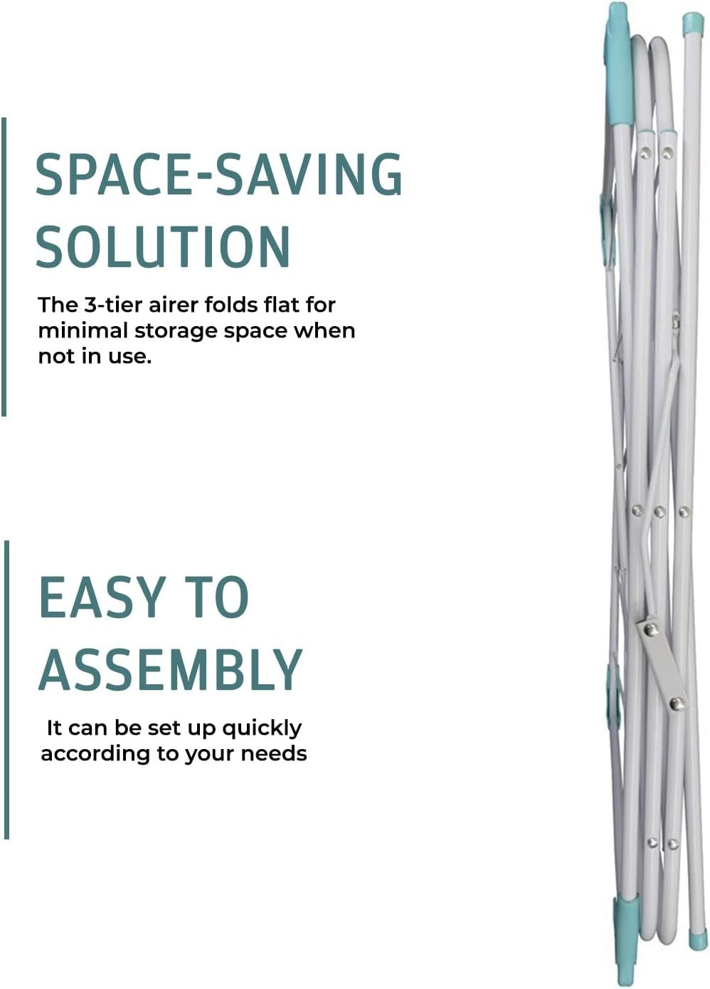 3 Tier Clothes Folding Laundry Drying Rack Indoor Outdoor Space Saving