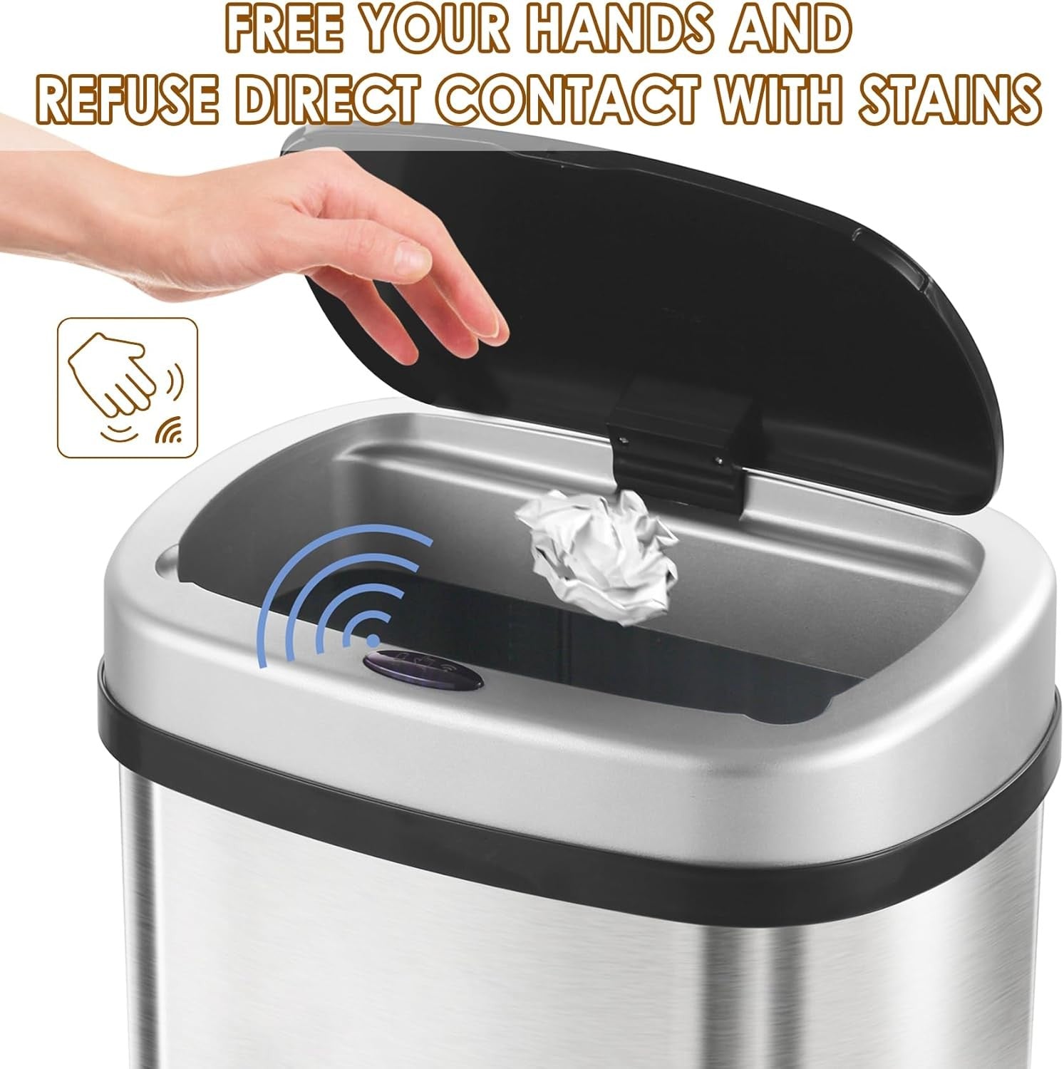 58L Stainless Steel Automatic Sensor Kitchen Bin Touchless Round