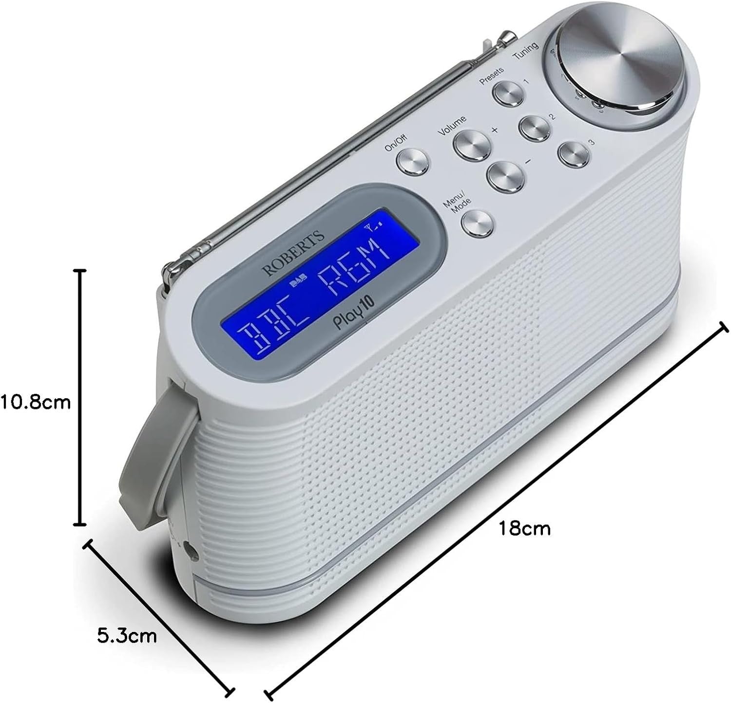 Portable DAB+ FM Digital Radio Alarm Clock White Battery Powered