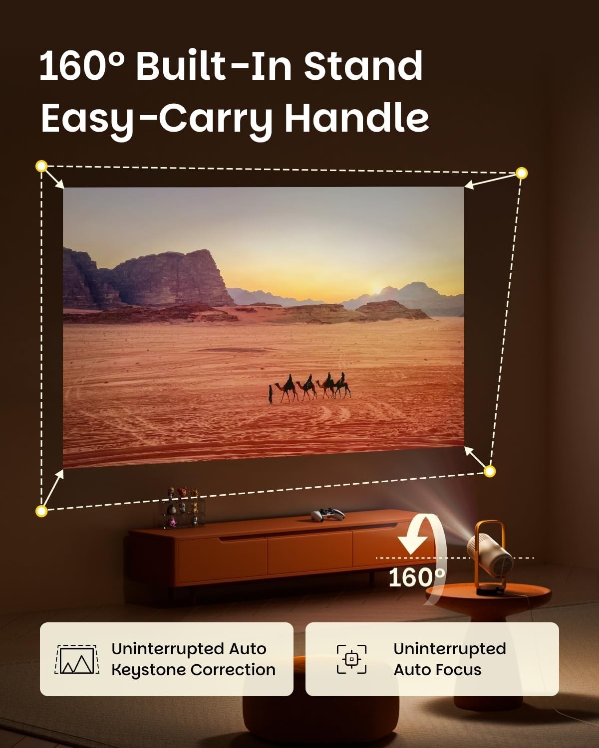 1080P Smart Portable Projector Google TV Netflix Battery JBL Auto Focus
