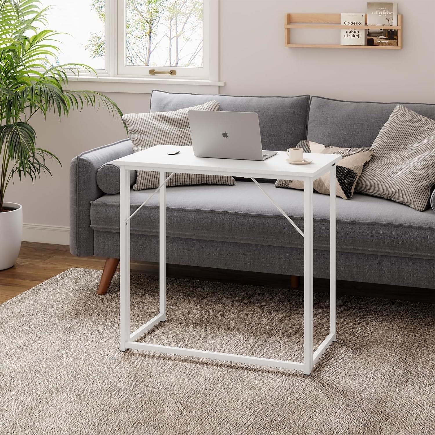 Folding Computer Desk Small Space Home Office Study Table Easy Store White