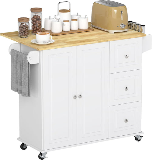 Kitchen Island Trolley Rolling Storage Cart Drop Leaf Drawers Cabinets