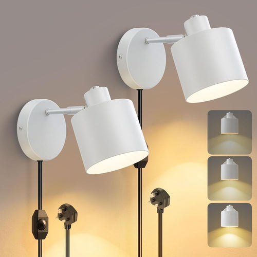 Dimmable Plug-in Wall Sconce Light, 360° Rotatable, Modern Metal Lamp