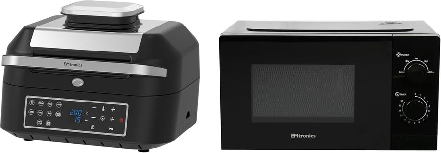 6.3L Health Grill Air Fryer + 20L 700W Microwave Set 5 Levels Defrost