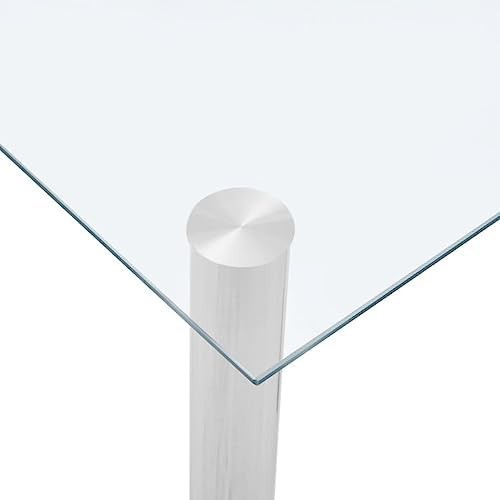 Rectangular Glass Dining Table 120x60cm Clear Steel Legs Modern