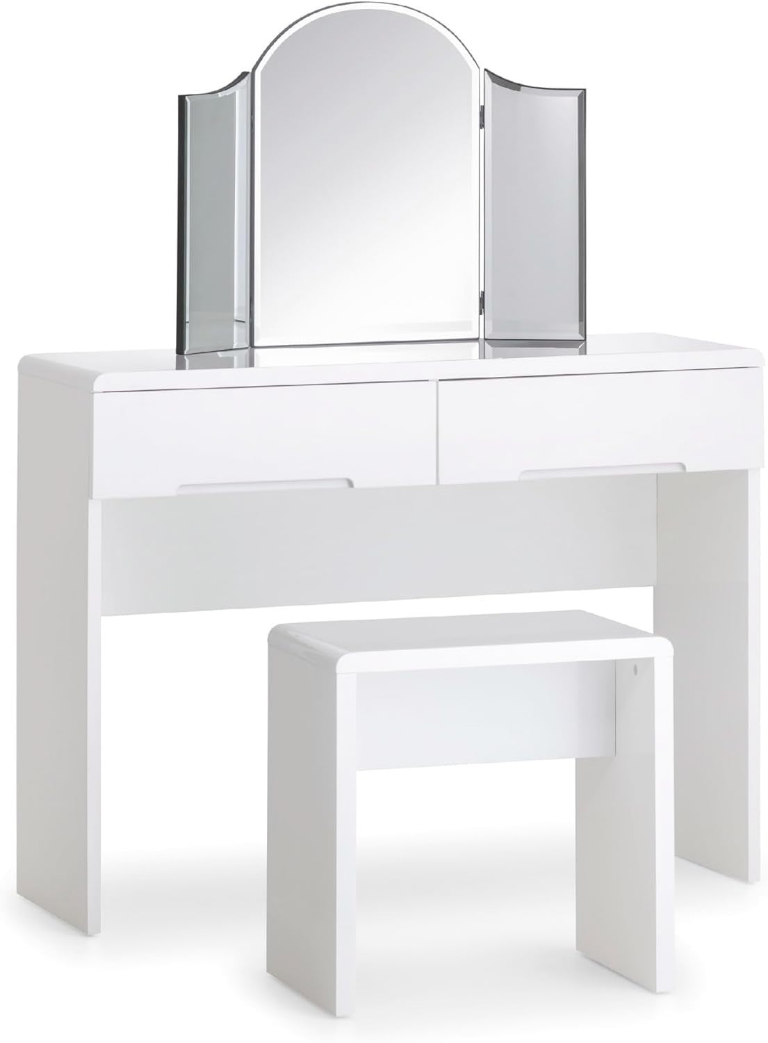 High Gloss White Modern Dressing Table 2 Drawer Minimalist Bedroom Vanity