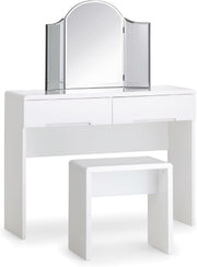 High Gloss White Modern Dressing Table 2 Drawer Minimalist Bedroom Vanity