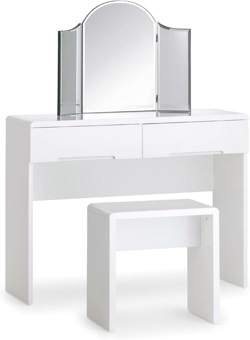 High Gloss White Modern Dressing Table 2 Drawer Minimalist Bedroom Vanity