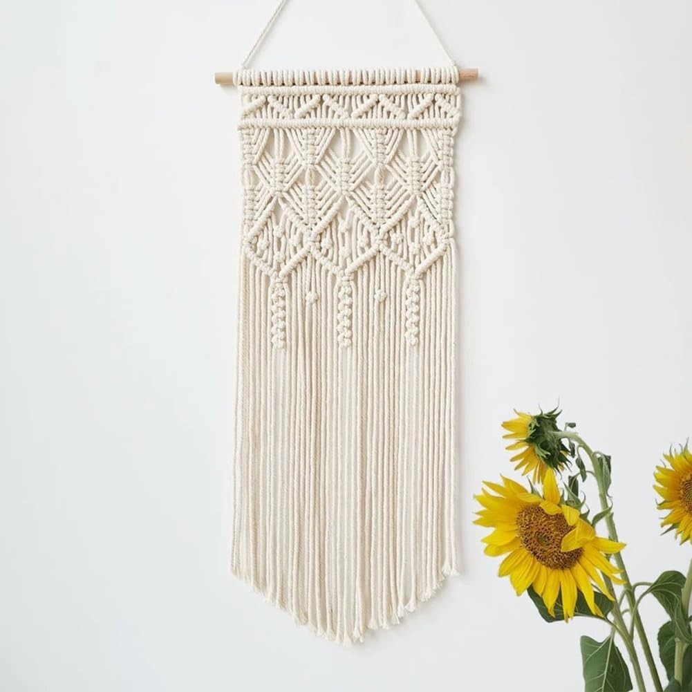 Set of 2 Macrame Wall Hangings Boho Chic 28"x13" Decor