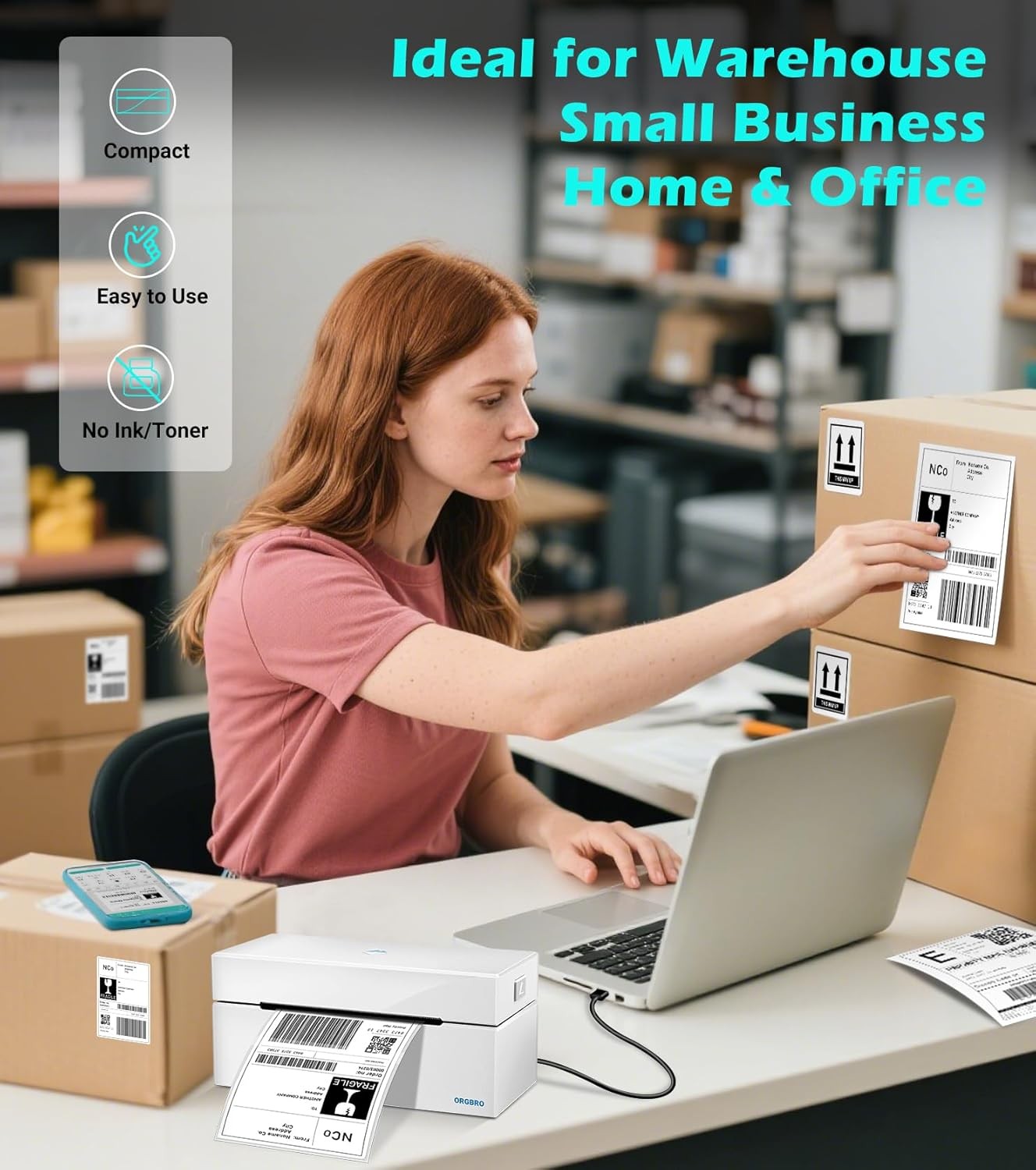 4x6 Bluetooth Thermal Shipping Label Printer White