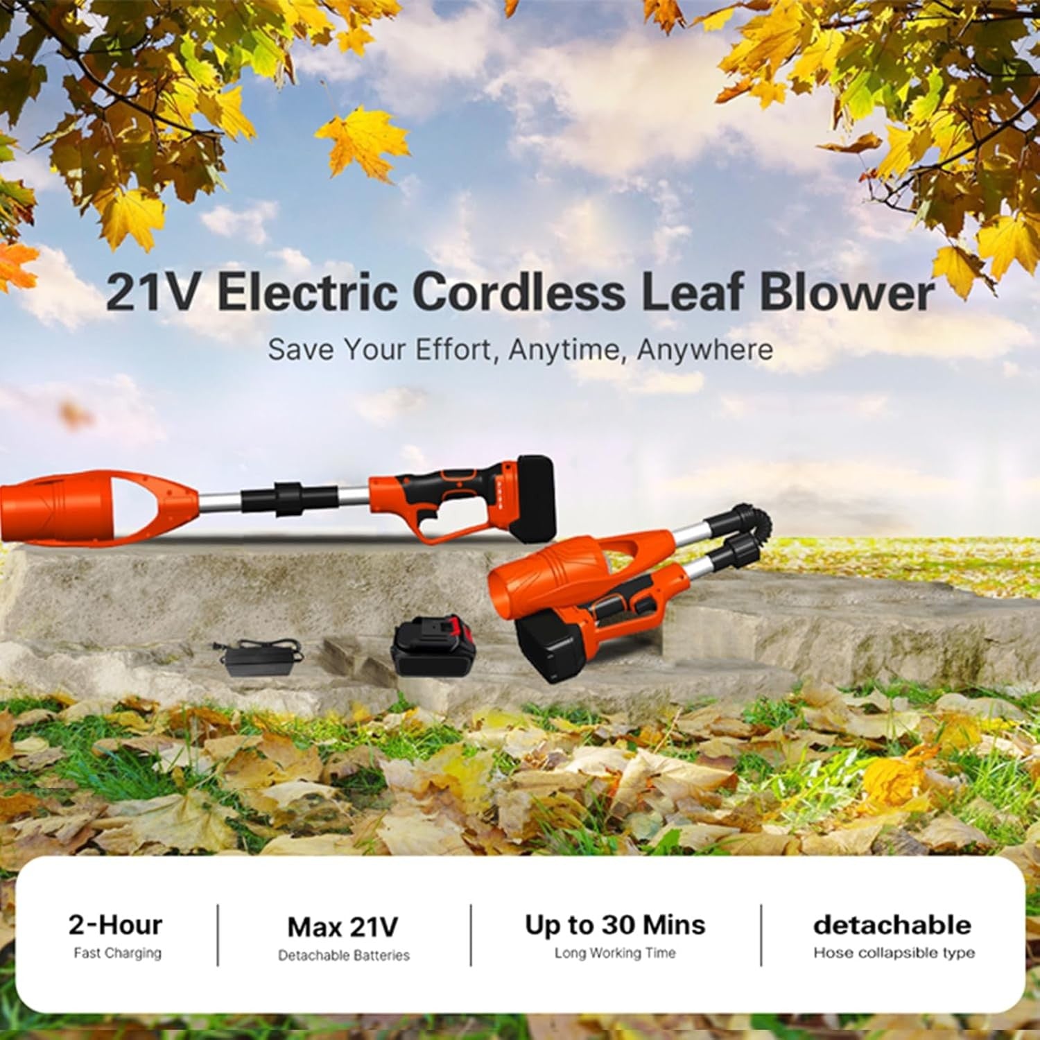 Cordless Leaf Blower 20V Dual Battery Lightweight Foldable 150MPH Garden