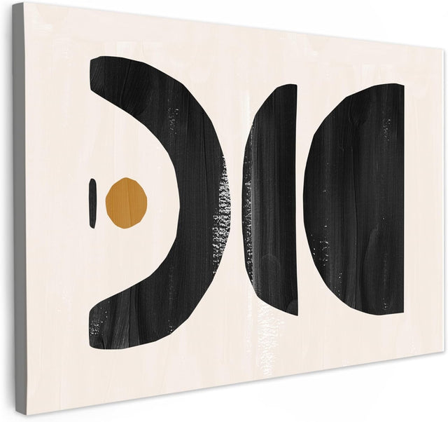 Abstract Black Beige Canvas Wall Art 60x40cm Modern Framed Print