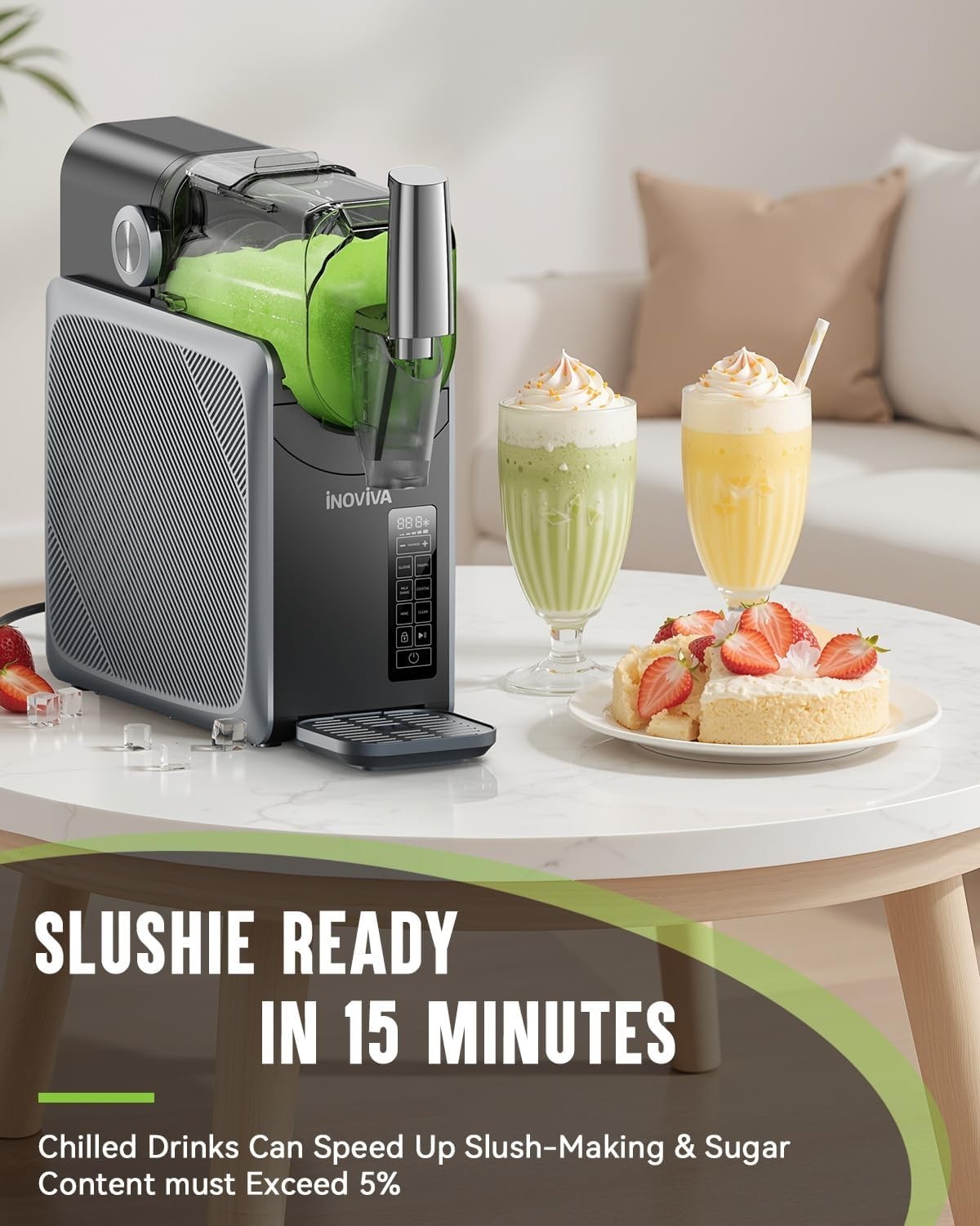2.0L Slushie Machine Frozen Drink Maker 5 Preset Self-Cleaning White