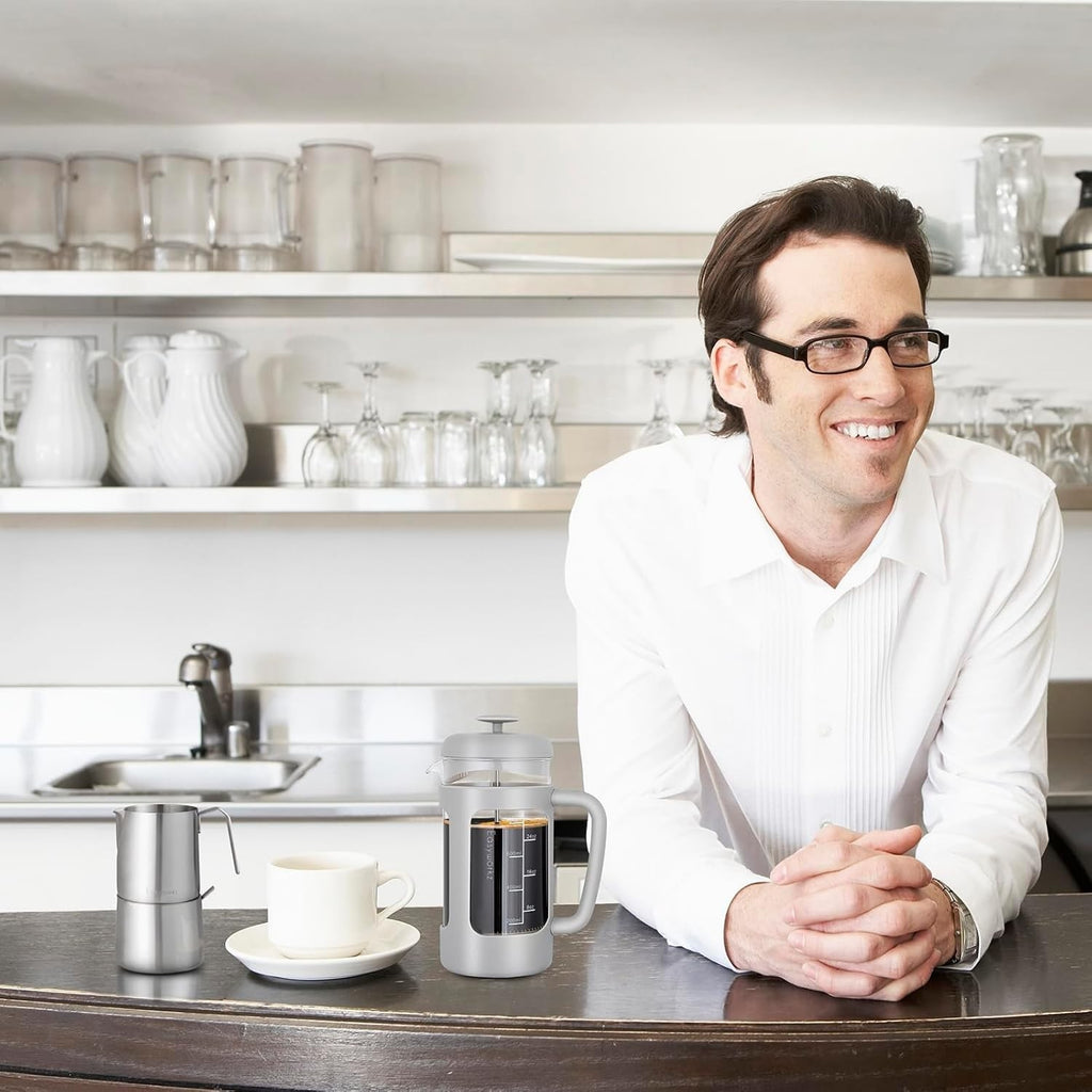 1000ml French Press Coffee Maker Borosilicate Glass Heat-Resistant Soft Grip