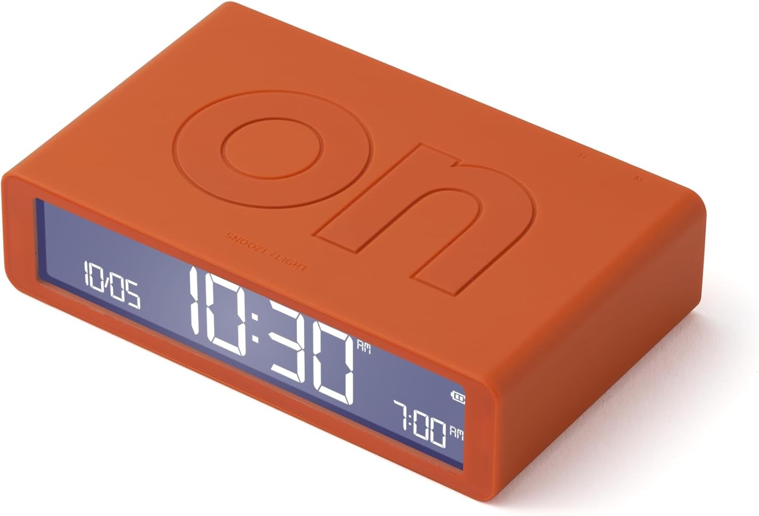 Orange Reversible Digital Alarm Clock Touch Light Snooze USB-C Rechargeable