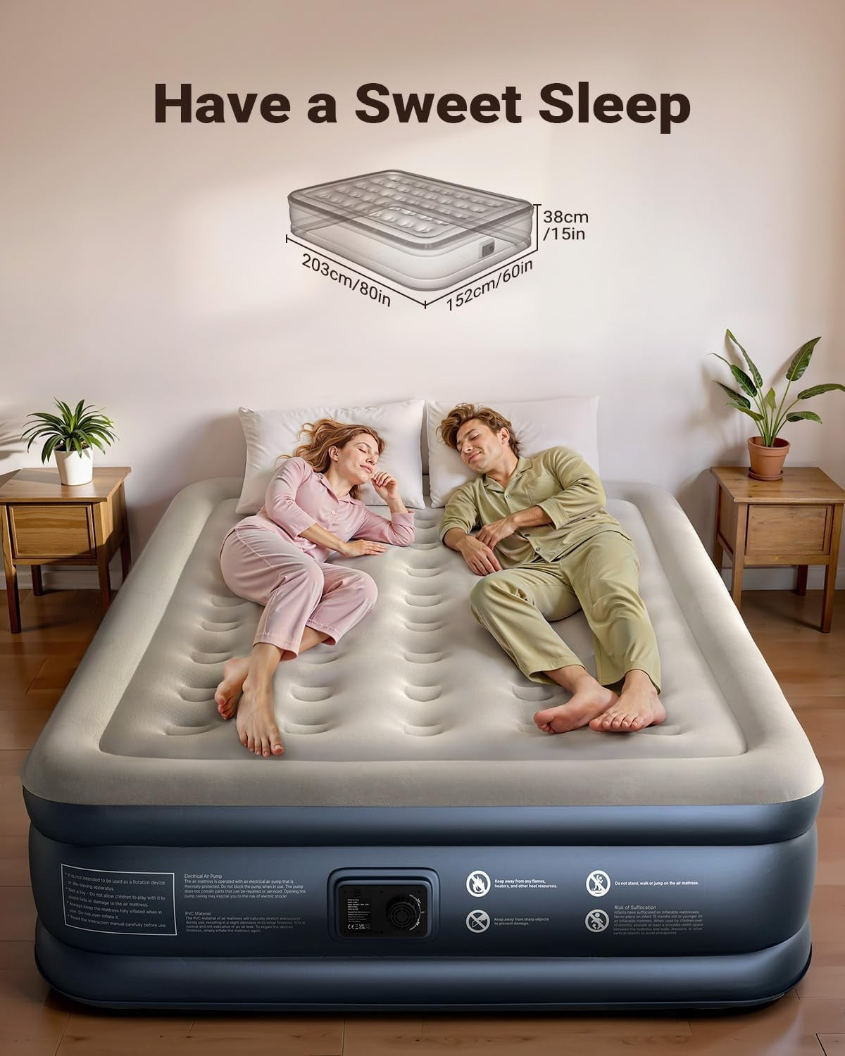 King Size Air Bed Built-In Electric Pump Self Inflating Mattress