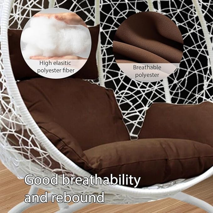 Luxury Egg Swing Chair Outdoor Rattan Hanging Seat w/ Cushion & Steel Frame