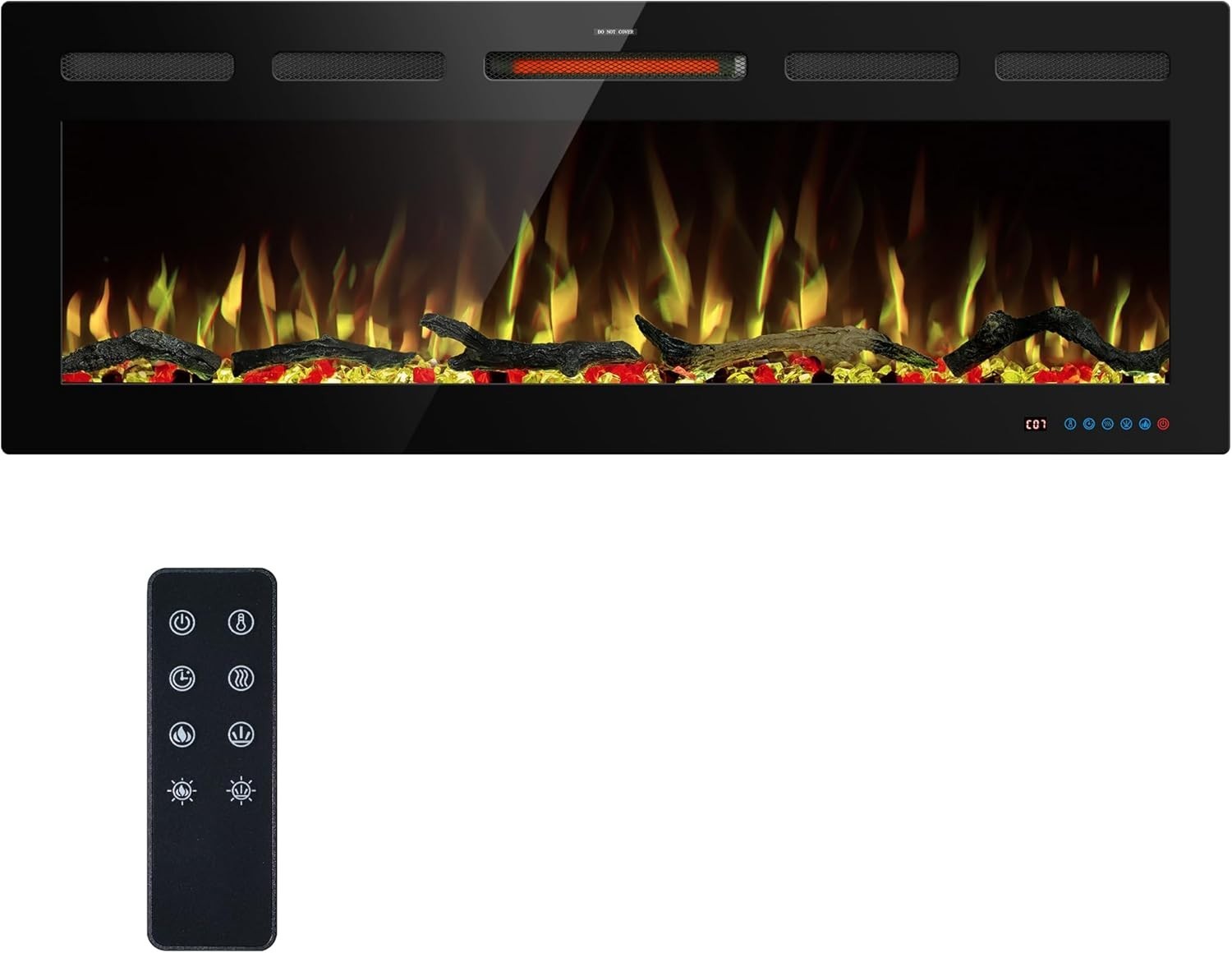 122cm WiFi Electric Fireplace Insert Recessed Wall Mount, Adjustable Flame
